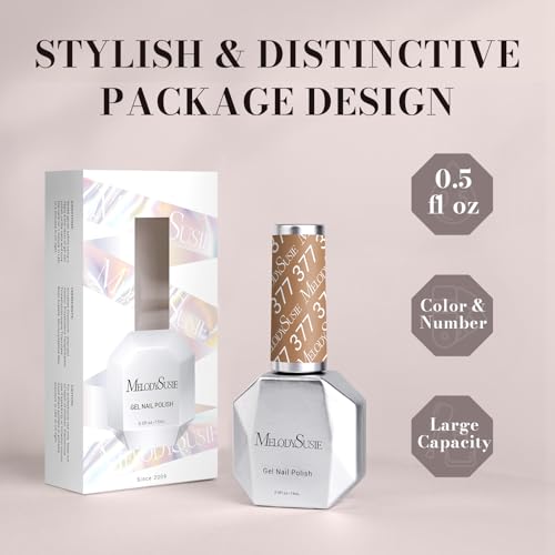 Image of MelodySusie Nude Brown Gel Nail Polish, 0.5 fl oz Soak Off UV LED Beige Brown Gel Polish Gift for Women Nail Art Manicure Salon DIY Nail Design Decoration at Home-377