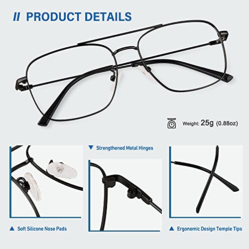 Image of GQUEEN Fake Glasses Women Men Clear Lens Metal Frame UV400 Protection Fashion Retro Pilot Style Eyeglasses