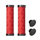 corki Mountain Bike Grips Lock On,Anti-Slip Shock Absorbing Bike Handlebar Grips,Red
