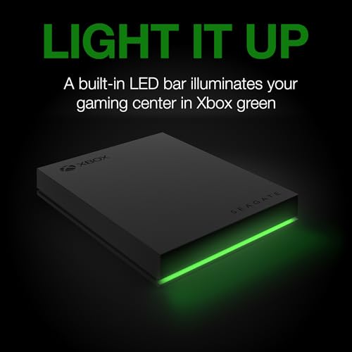 Seagate Game Drive for Xbox 4TB External Hard Drive Portable HDD - USB 3.2 Gen 1, Black with Built-in Green LED bar, Xbox Certified, 3 Year Rescue Services (STKX4000402) 7 417CAF64M8L