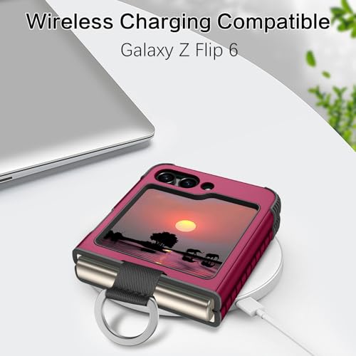 Image of BENTOBEN for Samsung Galaxy Z Flip 6 5G Case with Ring, Heavy Duty 2 in 1 Full Body Rugged Galaxy Z Flip6 Case Girls Women Boy Men Shockproof Protection Cover for Samsung Z Flip 6 6.7 inch,Wine Red