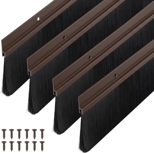 Door Sweep Brush Aluminum, 2 x 48 Inch, Brown, 4 Set