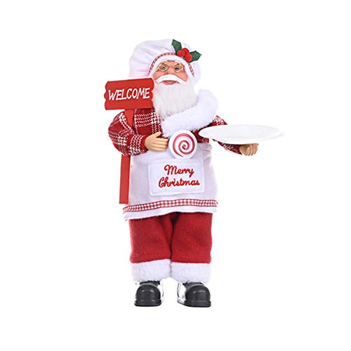 Ochine Christmas Santa Claus Figurine Decoration Multicolor Christmas Chef Santa Figurines Doll Accessories Ornament Gift Santa Claus Standing Statue Figure Home Xmas Decor