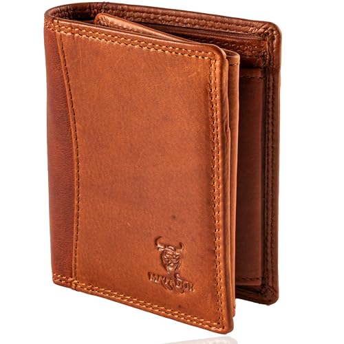 Boîte cadeau avec mini portefeuille homme en cuir marron vintage MATADOR