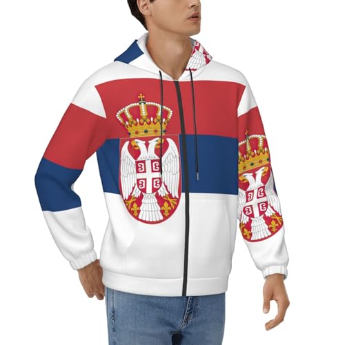 Sweat à capuche Serbie à fermeture zippée complète et poches EdWal