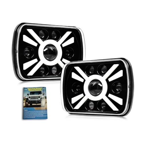 Phares LED 5x7 Keenso étanches avec faisceau haut bas et clignotants pour Cherokee YJ XJ