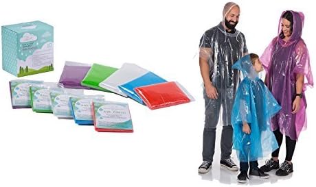 Clear Harbour Emergency Disposable Poncho Family Pack | Thick Reusable .03mm PE Plastic Rain Ponchos for Women, Men, and Children | Rain Poncho Family Pack for Theme Parks