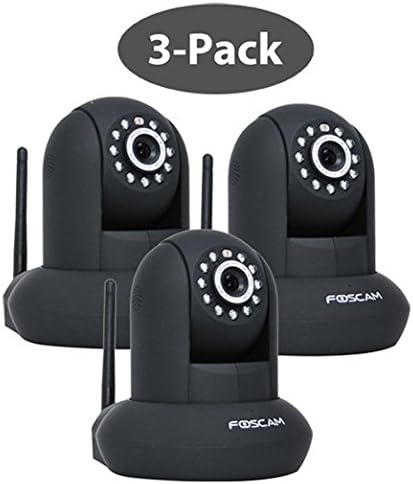 3 PACK Foscam FI8910W Pan & Tilt IP/Network Camera - Black