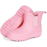 Furuian Rain Boots for Kids Waterproof Ankle Rubber Boots Boys Girls Easy-on for Outdoor School Hiking Toddler