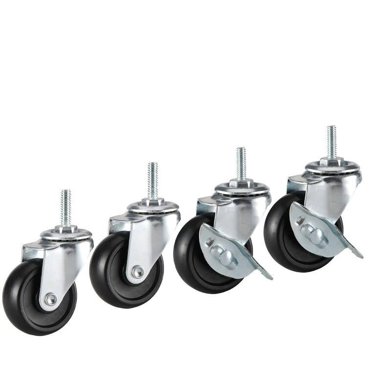 HZHMPM Stem Caster Wheels 2 Inch, Casters for Wire Shelving, Heavy Duty Shelving Wheels, Casters Set of 4, Threaded Stem 1/4