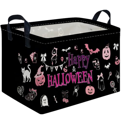 Image of Rectangular Dinosaur Halloween Basket,Trick or Treat Baskets for Boys and Girls,Empty Halloween basket,Waterproof collapsible storage box,Horror Decor,Gift box(Black Halloween)