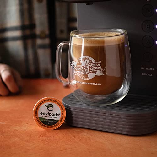 Fresh Roasted Coffee, Fair Trade Organic Peruvian Water-Processed Half-Caf Compostable Envipods, Kosher, Medium Roast | 48 Count For Keurig K Cup Brewers | Not For Use In Ninja Or Hamilton Beach Brewers #TOP5