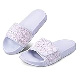  Mädchen Badelatschen Kinder Badeschlappen Sommer Hausschuh Flache Strand Slippers Damen rutschfest Dusch Badeschuhe, Weiß, 26 EU