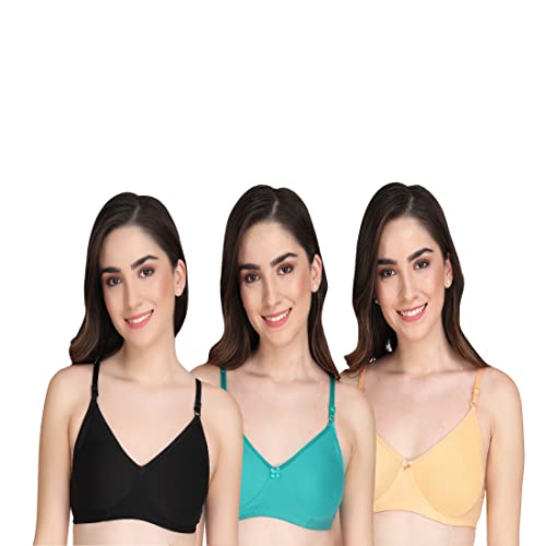 Image of Women Non Padded Bra - Made of Pure Cotton Full Coverage Non Wired Soft Cup for T-Shirt Saree Dress and for Everyday