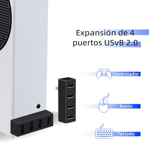 Mcbazel 4 Puertos USB Hub 2.0 para Xbox Series X/S, Adaptador de Expansión Portátil de Alta Velocidad USB Hub Splitter Compatible con Consola Xbox Series X/S - Negro - imagen 3