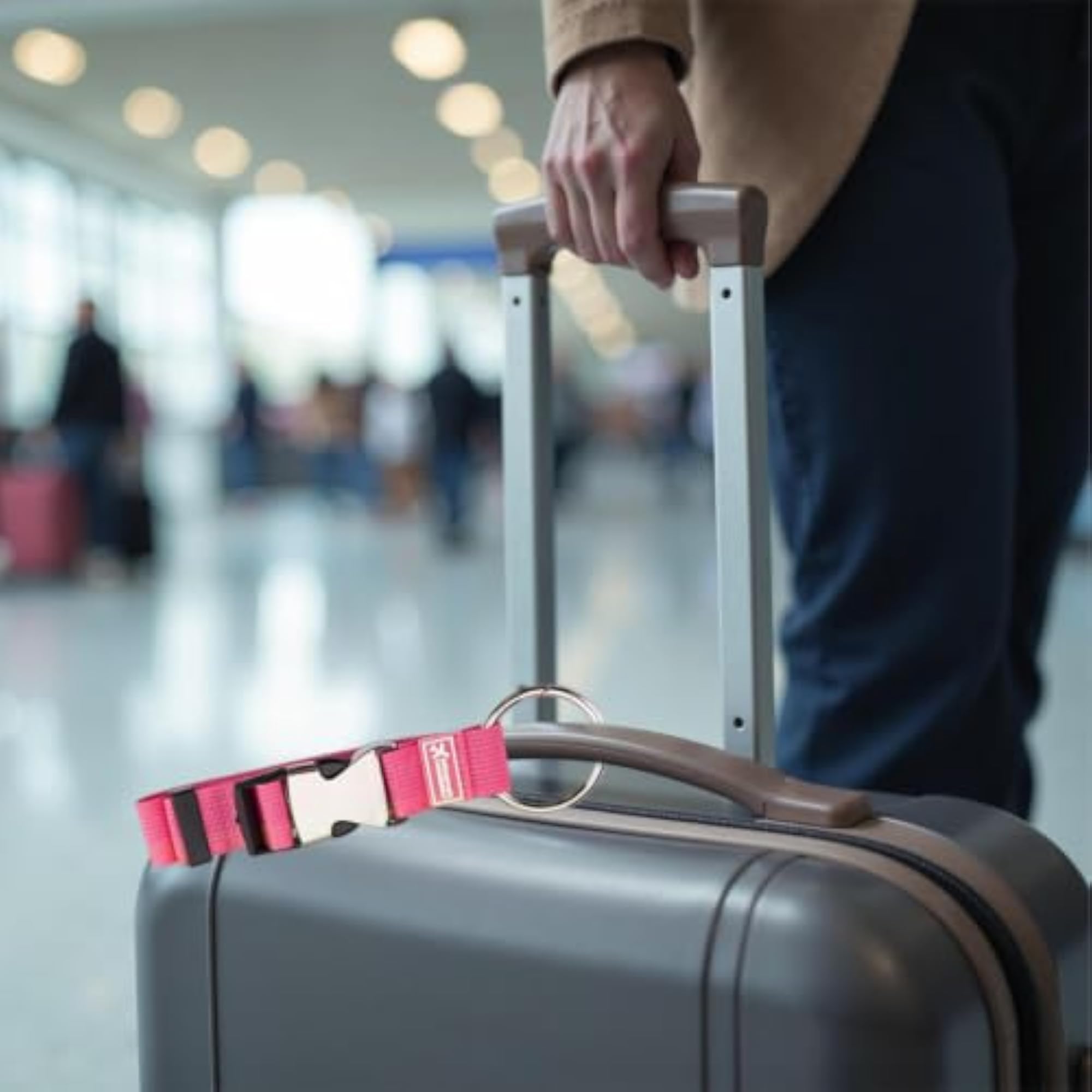 3x Luggage Strap Set, Rose Red Attachment Belts
