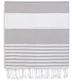 Rumi&Shams Turkish Beach Towels | %100 Cotton Boho Beach Towels for Women | Oversized Beach Towel (38x71) | Sand Free and Quick Dry Towel | Ultra Soft and Lightweight | 12 Fashion Colors (Light Grey)