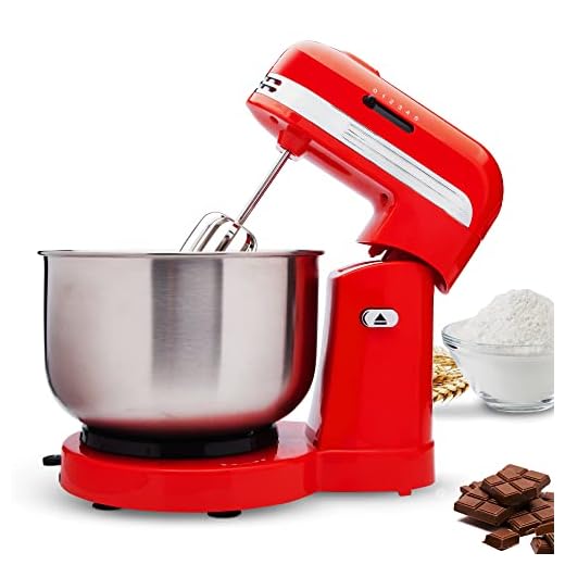 SOGO SS-14505 Batidora Amasadora de Varillas Repostería, 350 W, 5 Velocidades, Libre de BPA, Rojo (Batidora con Bowl)