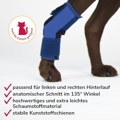 HERZENSTIER Sprunggelenkbandage aus Schaumstoff Gr. XXL für Hunde & Katzen, atmungsaktiv mit Schienen zur Sprunggelenks-Unterstützung mit bei Arthrose & Instabilität