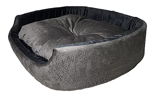 Furry Land Dog Bed Small Size Oval Shape Fleece Fabric Polyester Fiber Fill Dual Color Grey Black Ultra Soft Machine Washable pet Bed (B0BGYMSHSP) Amazon Price History, Amazon Price Tracker