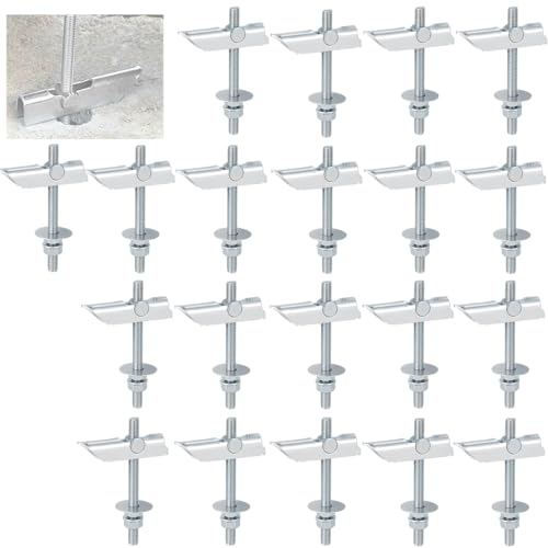 Anclaje con resorte y tornillo roscado, 20 piezas. Tacos abatibles con resorte para cargas pesadas, de acero al carbono, M8 x 100 mm. Tacos para cavidades, tacos abatibles, con arandela y tuerca