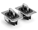 Bull Ring Flush Fit Retractable Truck Bed Tie Down Anchors for 2009-2022 Dodge RAM 1500, 2500, 3500 & 2014-2019 Toyota Tacoma Crew Max, Modification Required (1 Pair)
