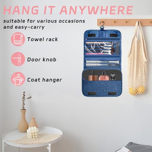 Image of Toiletry Bag Travel Bag with Hanging Hook for Women Men,Navy Blue | Waterproof Small Capacity Hanging Multifunctional Makeup Bag for Toiletries, Portable Cosmetic Bag Travel Organizer