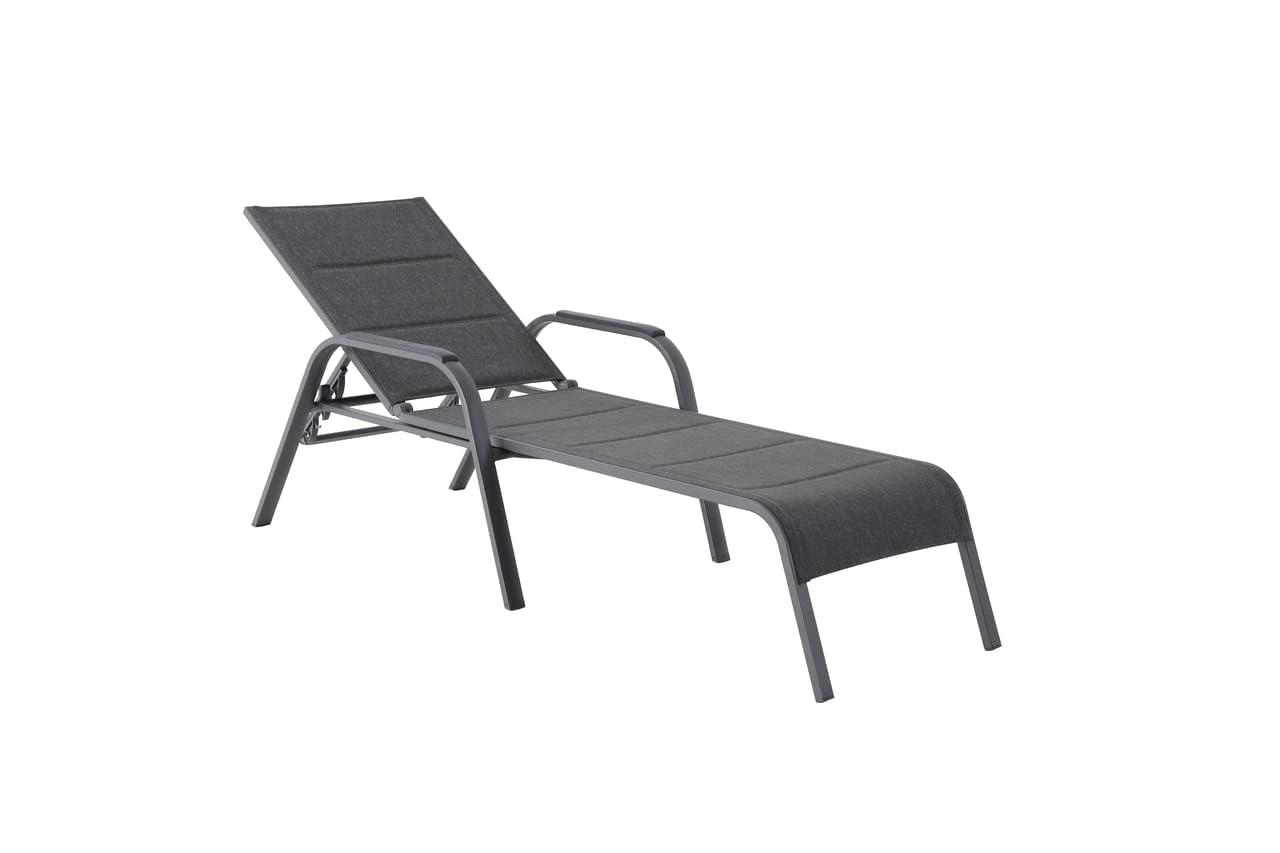 Tarrington House Tumbona de Exterior Antwerpen, Aluminio/Acero/Textil, 66 x 179 x 103 cm, con Reposabrazos, Apilable, Respaldo Reclinable, Gris Oscuro