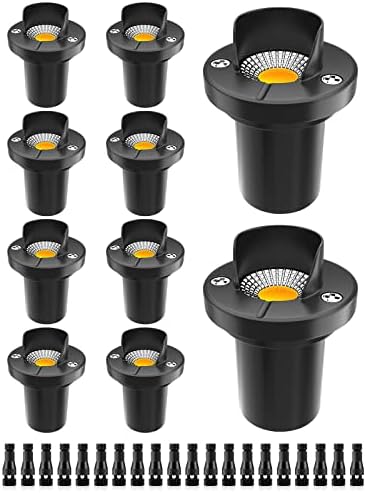 ZUCKEO 10Pack 10W Landscape LED Well Lights, Anti Glare Inground Lights, Outdoor Low Voltage Landscape Lights with Connector, IP67 Waterproof, 12V-24V Aluminum Warm White Light for Yard Path Garden