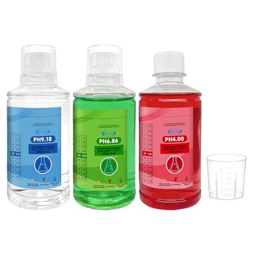 Homcoice 250 mL pH Kalibrierungslösungsset (pH 4,00, 6,86, 9,18), ±0,01 pH hochpräzise pufferlösungen für pH-Messgeräte, ideal für labore, industrie, bildung und außendienst