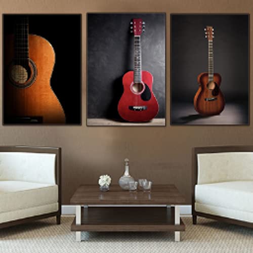 Impressions toile art rétro de guitare musique rock noir et rouge affiche murale 50x70cm