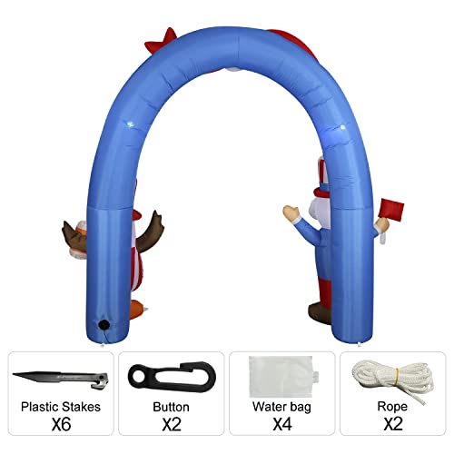 Domkom 8 Ft Tall 9 Ft Width Patriotic Independence Day 4Th Of July Inflatable Outdoor Decoration, Uncle Sam And Bald Eagle Archway, Led Lights Holiday Blow Up For Fourth Of July Party Garden Yard Lawn #TOP5