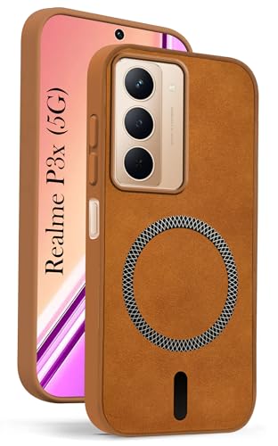 Image of Jkobi Leather Finish Back Cover Case for Realme P3x (MagSafe Compatible Wireless Charging | Soft Touch | Camera Bump Protection)