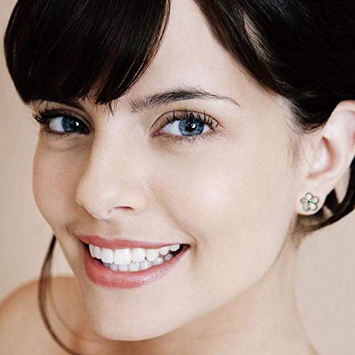 Cinily Flower Stud Earrings,White Opal Stud Earrings 14K White Gold Plated Hypoallergenic Flower Earrings Jewelry Gift For Mom,Girls,Women #TOP1