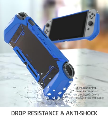 Image of Mumba Dockable Case for Nintendo Switch (2017 Release), [Blade Series] TPU Grip Protective Cover Case Compatible with Nintendo Switch Console and Joy-Con Controller (Navy)