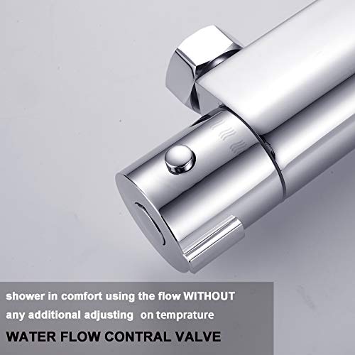 2-Handle Thermostatic Shower Valve Trim Wall mount US STANDARD Plumbing, Exposed Shower Faucet with Constant Temperature water mixer for Bathroom, RV, Clawfoot Tub - Thumbnail 4