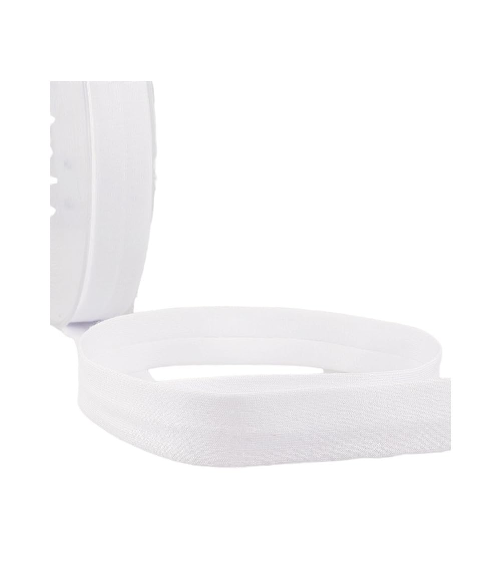 M & C 20 m Reel Folded Bias Binding Jersey 20 mm White