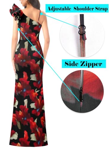 Image of VFSHOW Womens Ruffle One Shoulder Formal Prom Gala Maxi Dress Evening Gown