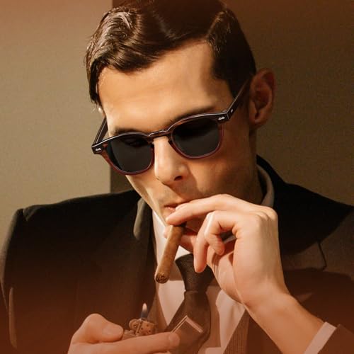 CARFIA Retro Cool Acetate Sunglasses for Men Polarized UV Protection, Keyhole Square Sunnies Driving Shades Trendy Eyewears3