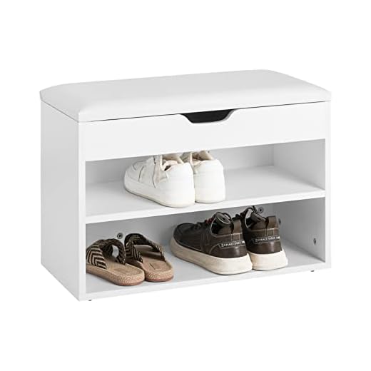 SoBuy Schuhbank mit Sitzfläche - Schuhregal mit Stauraum, Schuhschrank mit Sitzfläche Schuhschrank Schmal für Flur Wohnzimmer, bis 120 kg belastbar, weiß 60x30x44 cm FSR25-W