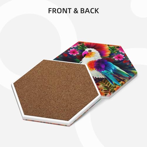 Dessous de verre en céramique lot de 6 avec support absorbant et liège - 3