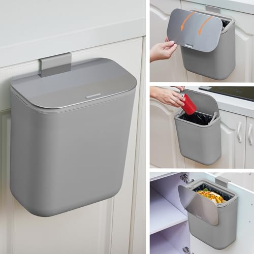 Caneca de basura colgante 2.4 gal con tapa acero inoxidable miniatura 6
