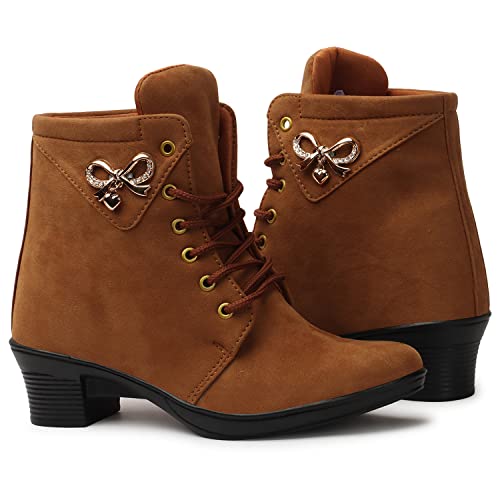 Image of KRAFTER Women's And Girls Classic Winter Suede velvet High heel Boots Casual, Outdoor and Holiday Outings