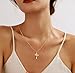 CHESKY Crown Cross Necklace for Women- Dainty 14K Gold Plated Cross Pendant Necklaces Simple Cute Necklaces for Women Trendy Jewelry Gifts