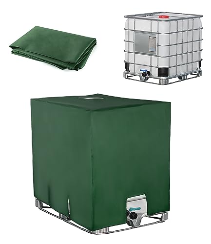 IBC Tank Abdeckung 1000L, IBC Container Zubehör, Wassertank UV-Schutzfolie, Regentonne Abdeckung, Schutzplane Regenwassertank, Geeignet für 1000L IBC-Tank Container Cover (120 x 100 x 116 cm Grün)