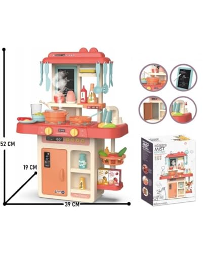Cable World® Kitchen Playset for Kids, Kitchen Set for Toddler with Gas Sound & Light, Cooking Stove with Steam,Toy Kitchen Accessories with Running Water,Kitchen Toy for Kids, Baby, Girls (42 Pcs)