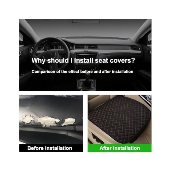 DUSCOKE Car Seat Cover, Linen Front Seat Bottom Protector with Storage Pocket, Breathable Comfort Car Cushion Pad, Universal Automotive Interior Accessories for Most Vehicles (Gold) - Image 6