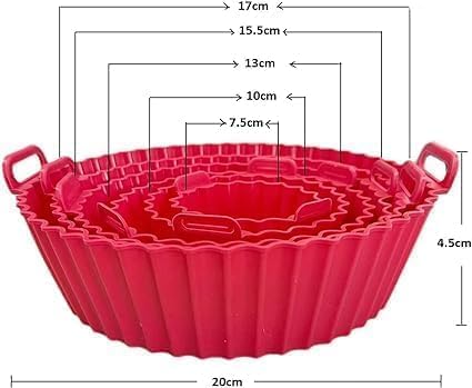 Image of E-COSMOS Air Fryer Silicone Pot (6 Pcs) - Reusable Non-Stick Baking Trays - Universal Fit Air Fryer Oven Accessories - Food-Grade & BPA-Free Heat Resistant Liners, Easy Clean, Multicolor