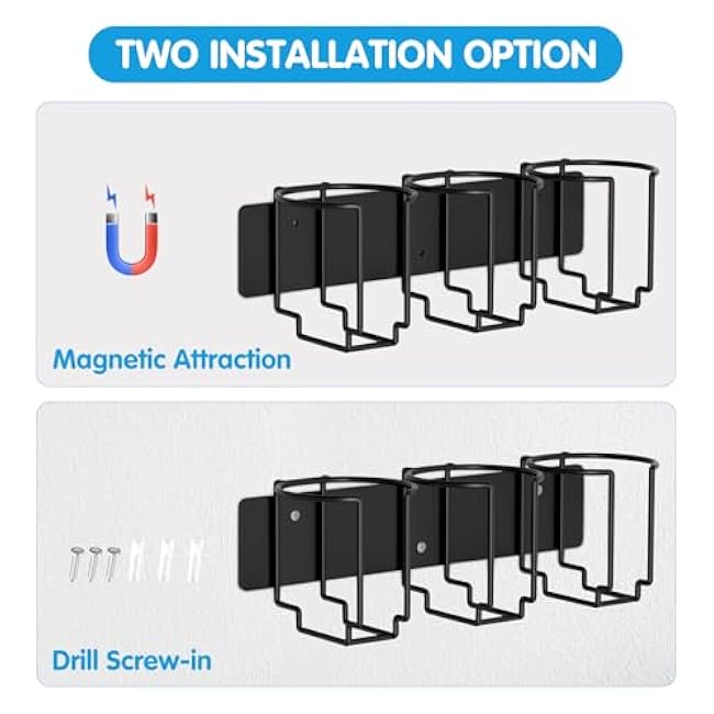 Magnetic Water Bottle Organizer for Stanley 40oz Tumbler with Handle, Magnetic Stanley Cup Holder Used on Refrigerator, Tumbler Lid Organizer Kitchen Organization Ideal for Fridge & Wall