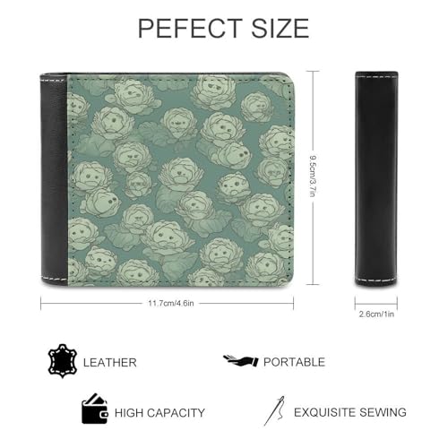 Cabbage Pattern Bifold Wallets for Men Pu Leather Durable Personalized Mens Wallets for Work Or Daily Use2